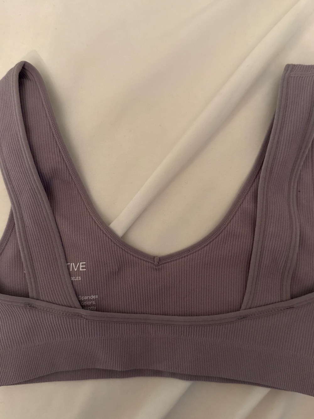 SET Active Ribbed Scoop Bralette - Lavender Gray